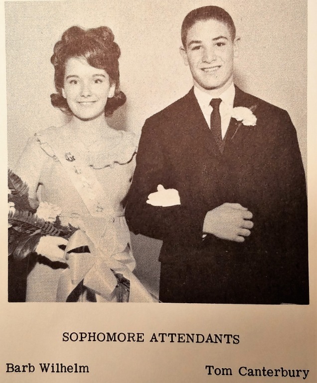 Westwood Homecoming. Sophomore Attendants: Barb Wilhelm, Tom Canterbury.