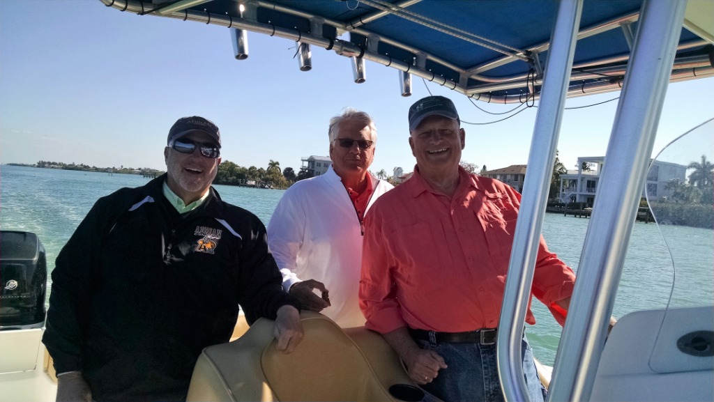 Boating fun along the Florida Intercoastal Waterway on Mon Jan 28, 2020 (L-R): Ron June, Steve Hoane, Randy Schmeltz. Submitted by Ron on Jan 28, 2020.